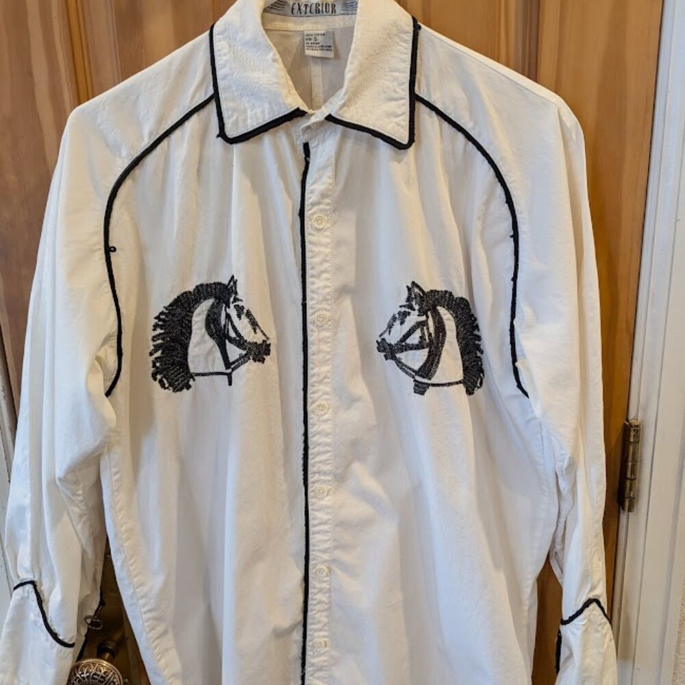 Women's White Vintage Western Blouse